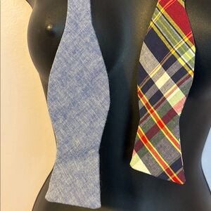 High Cotton Half Chambray Half Plaid Cotton Bow Tie